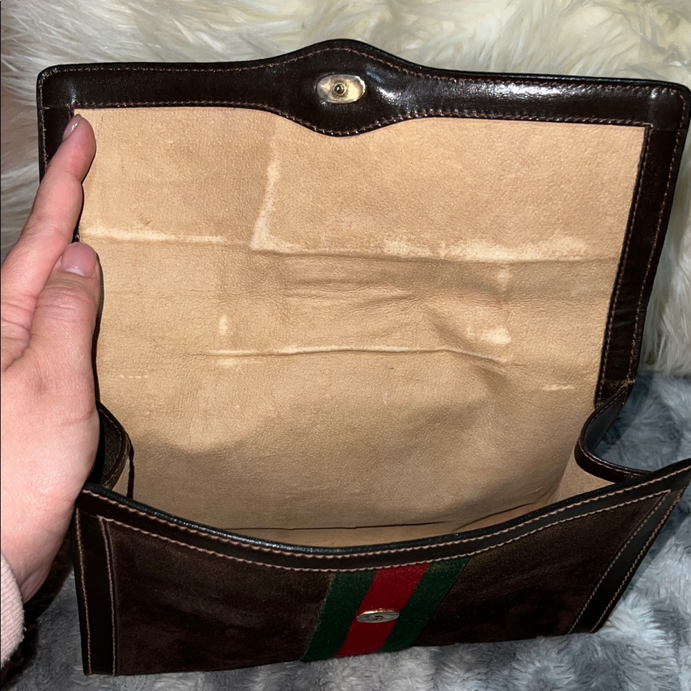 Brown Suede Gucci Ophidia Clutch - Picture 10 of 16